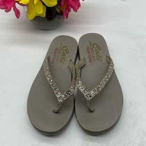 Skechers Tan Sandals with Silver Accents